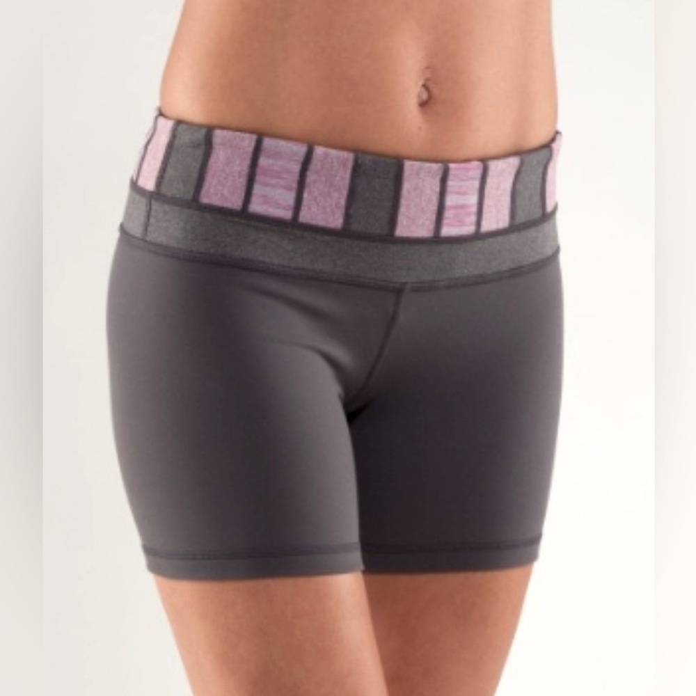 Lululemon Shorts Womens Size 8 Stripe Band Yoga Active Gray Workout Running